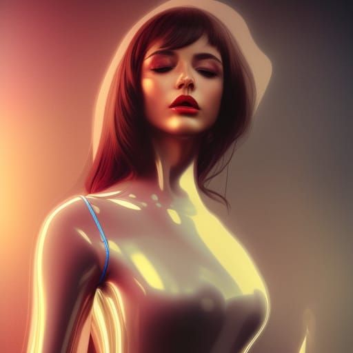 Woman in Latex Catsuit: Hyperdetailed Art Portrait