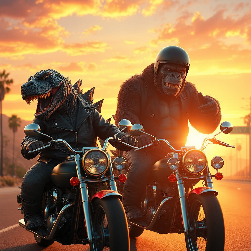 Godzilla and King Kong Ride Off Into Sunset
