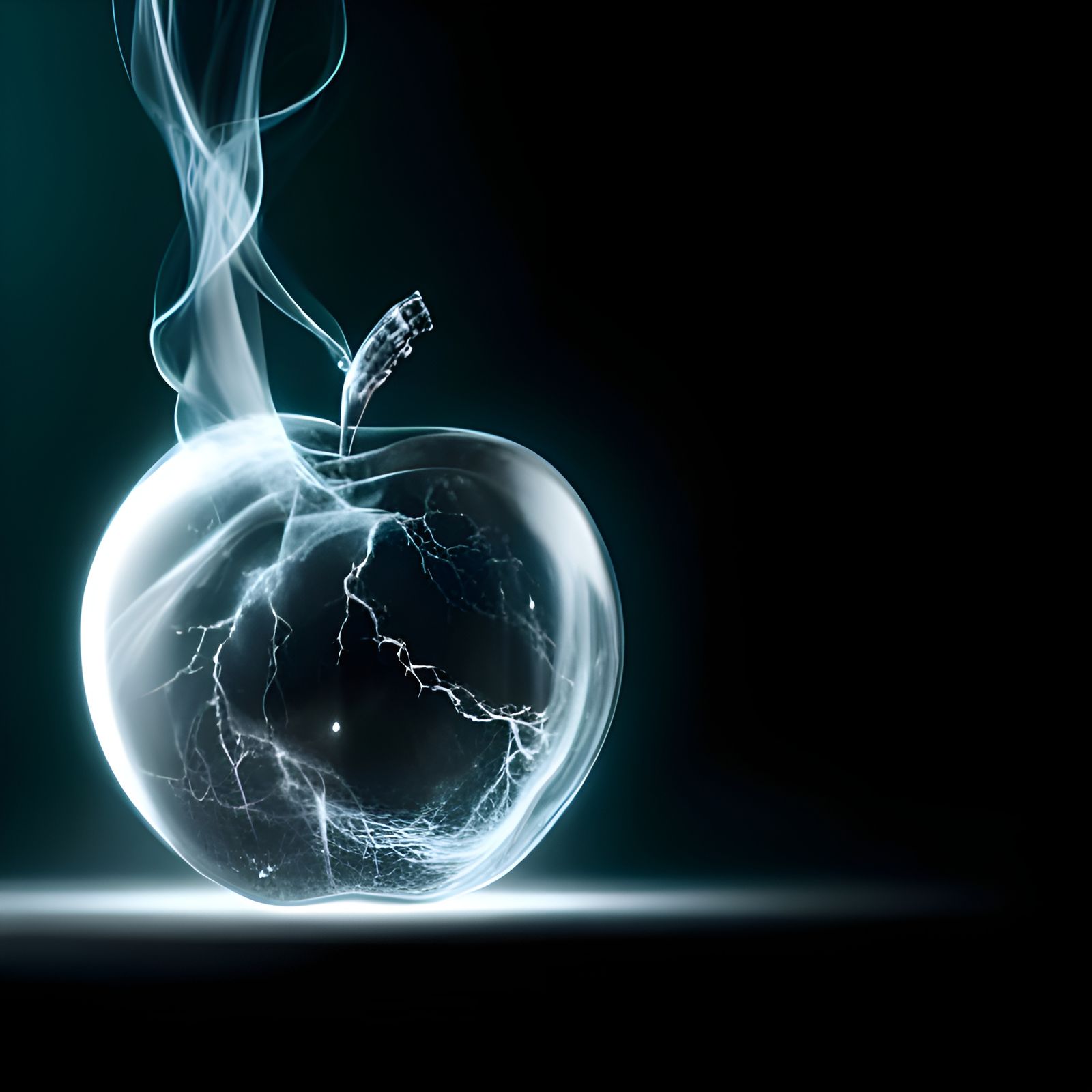 Glowing Glass Apple with Cosmic Energy