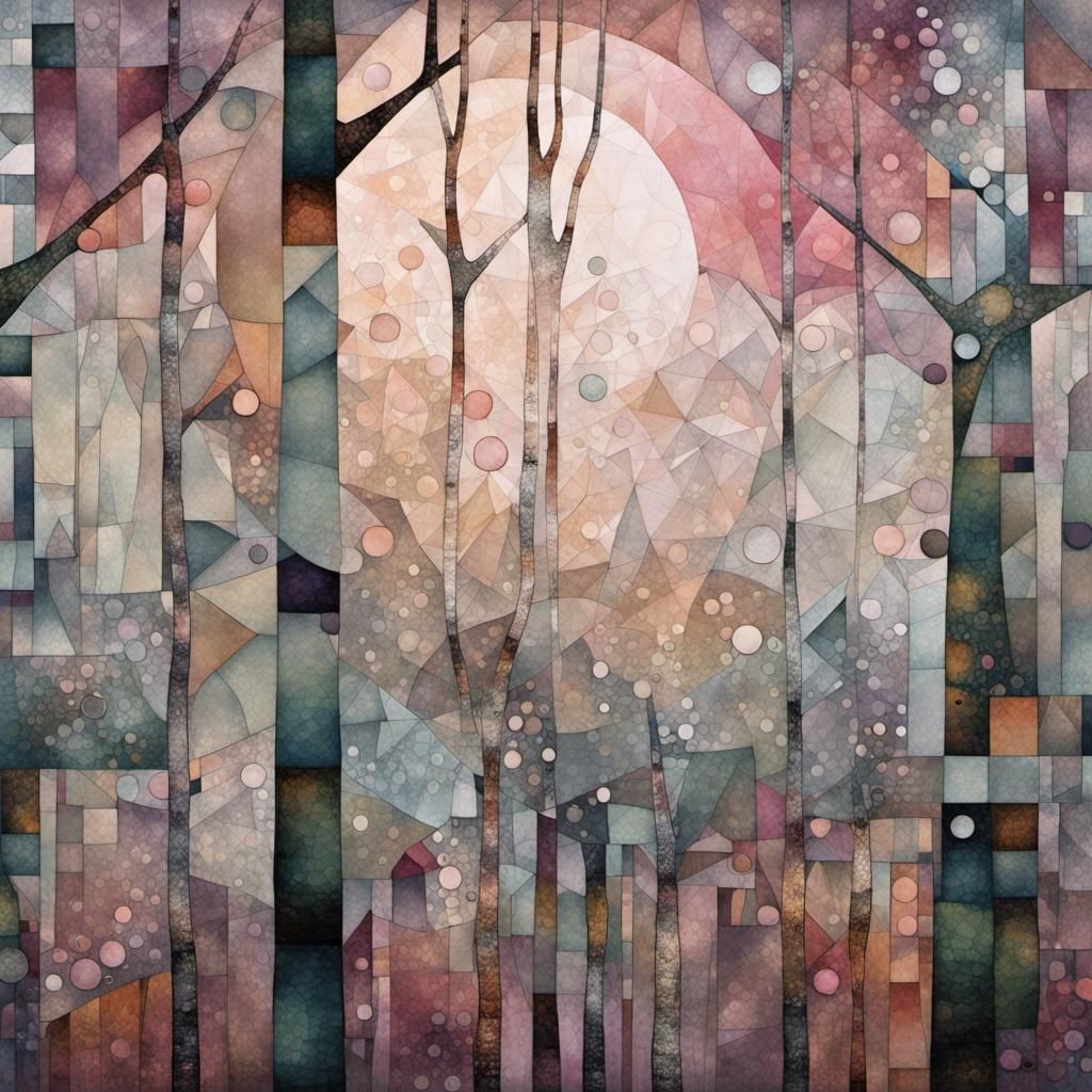 Twilight Forest in Gustav Klimt Style