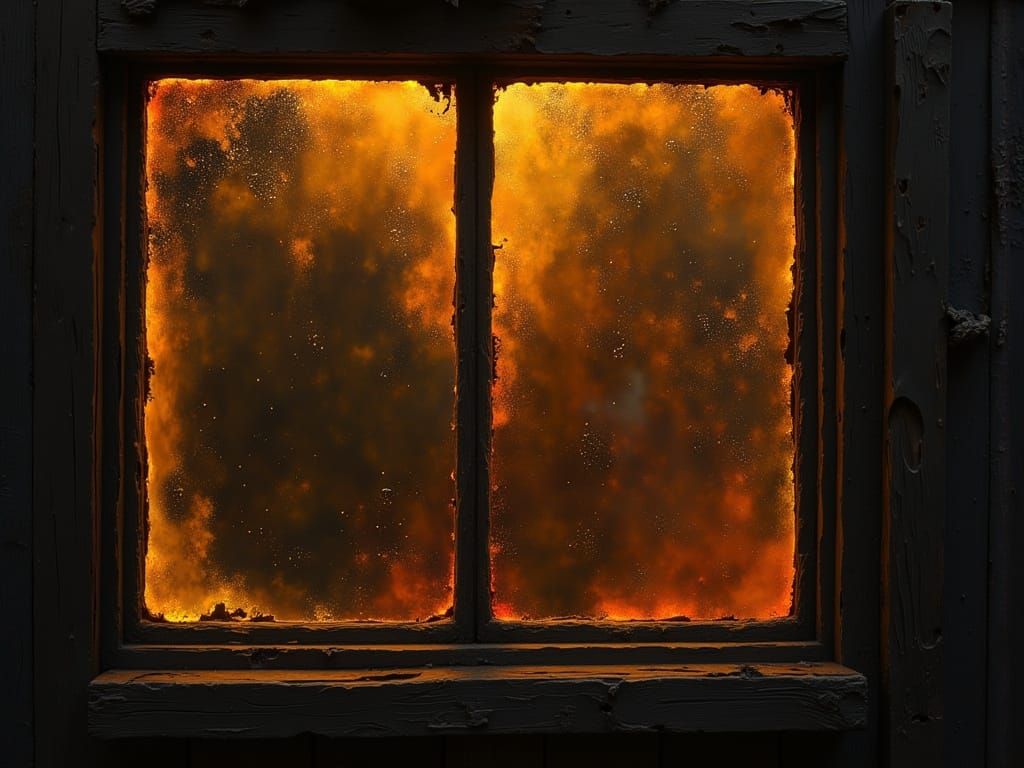 Warm Tavern Window on Rainy Night, Photorealistic Style