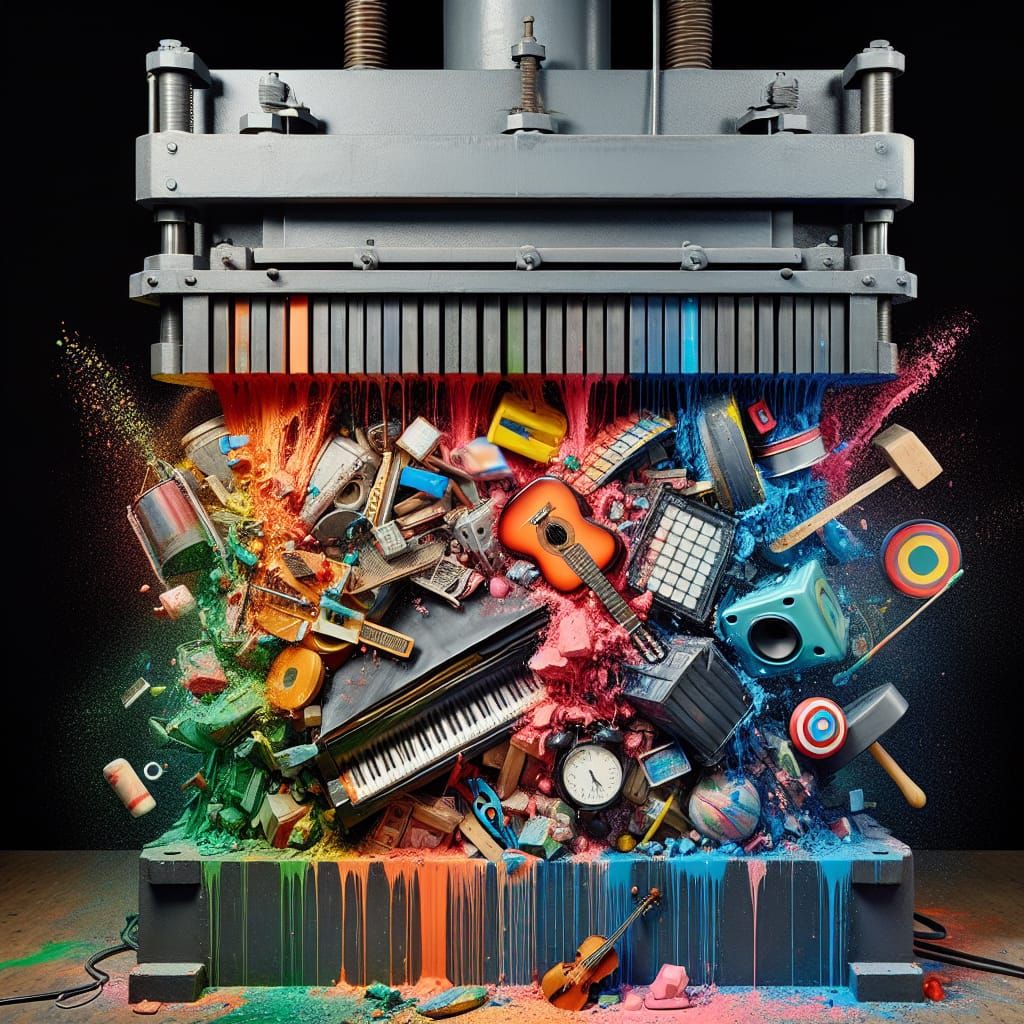 Hydraulic Press Crushing Objects with Splattering Paint