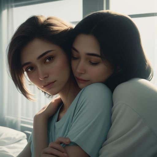 Emotional Hospital Embrace in Cinematic Lighting
