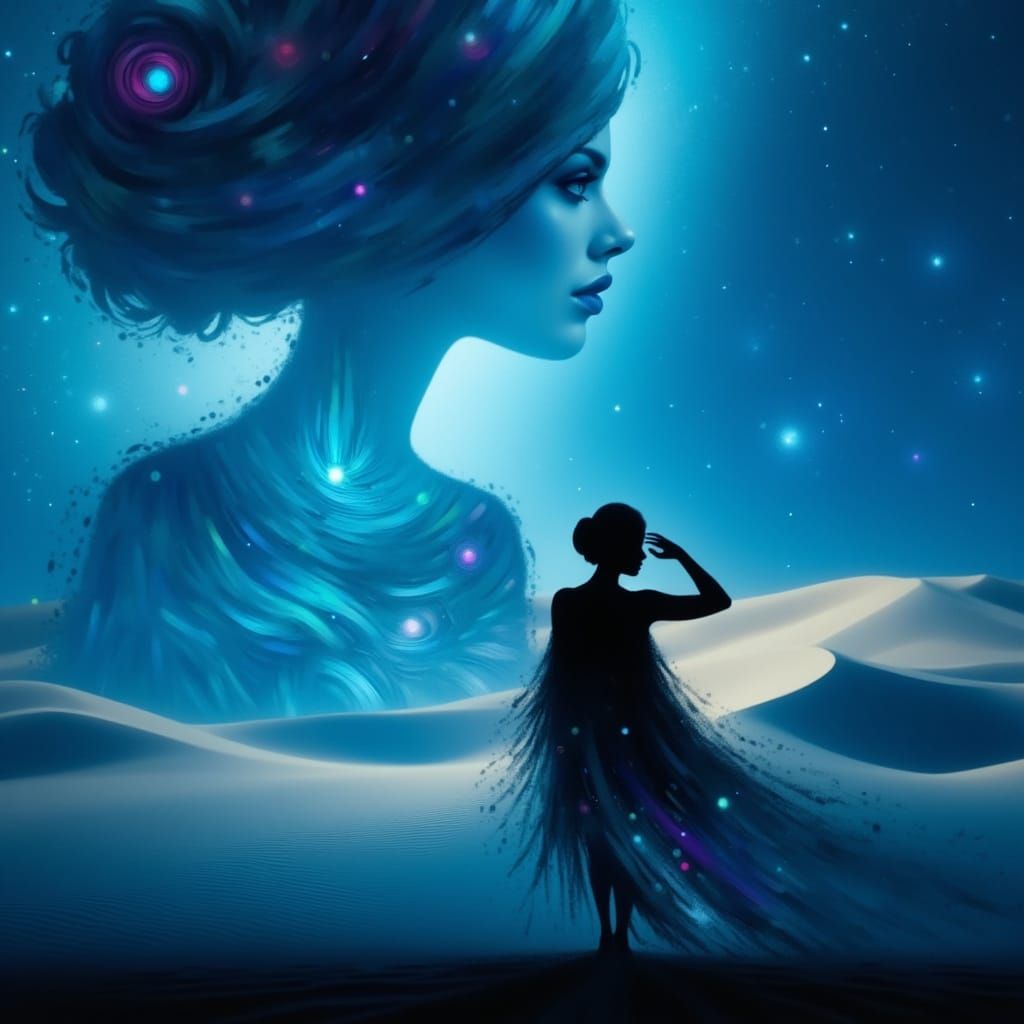 Dreamy Surrealist Scene of a Woman in Vibrant Bloom