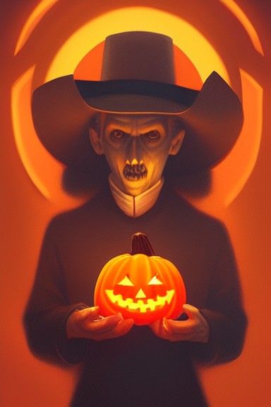 Sinisterly Cute Portrait with Jack-o-Lantern