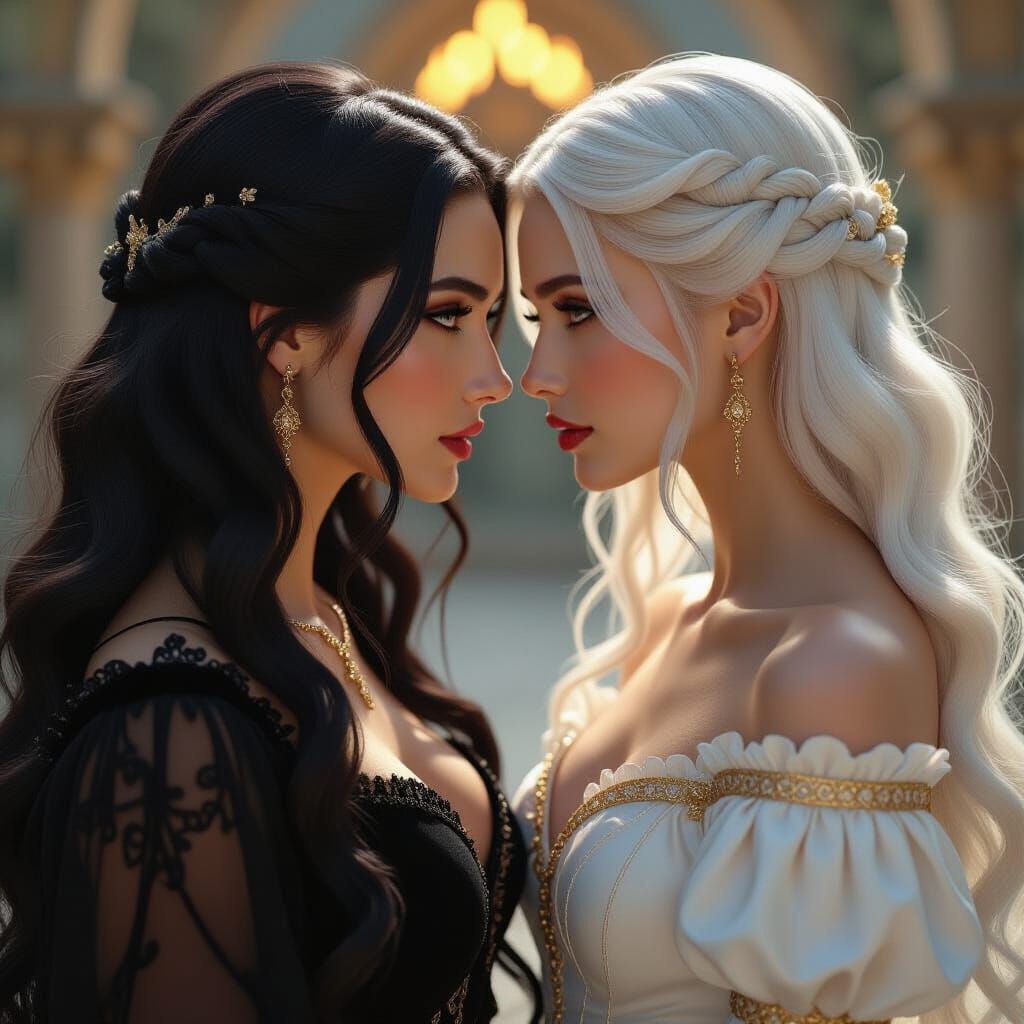 Intimate Medieval Fantasy Women in Dramatic Lighting