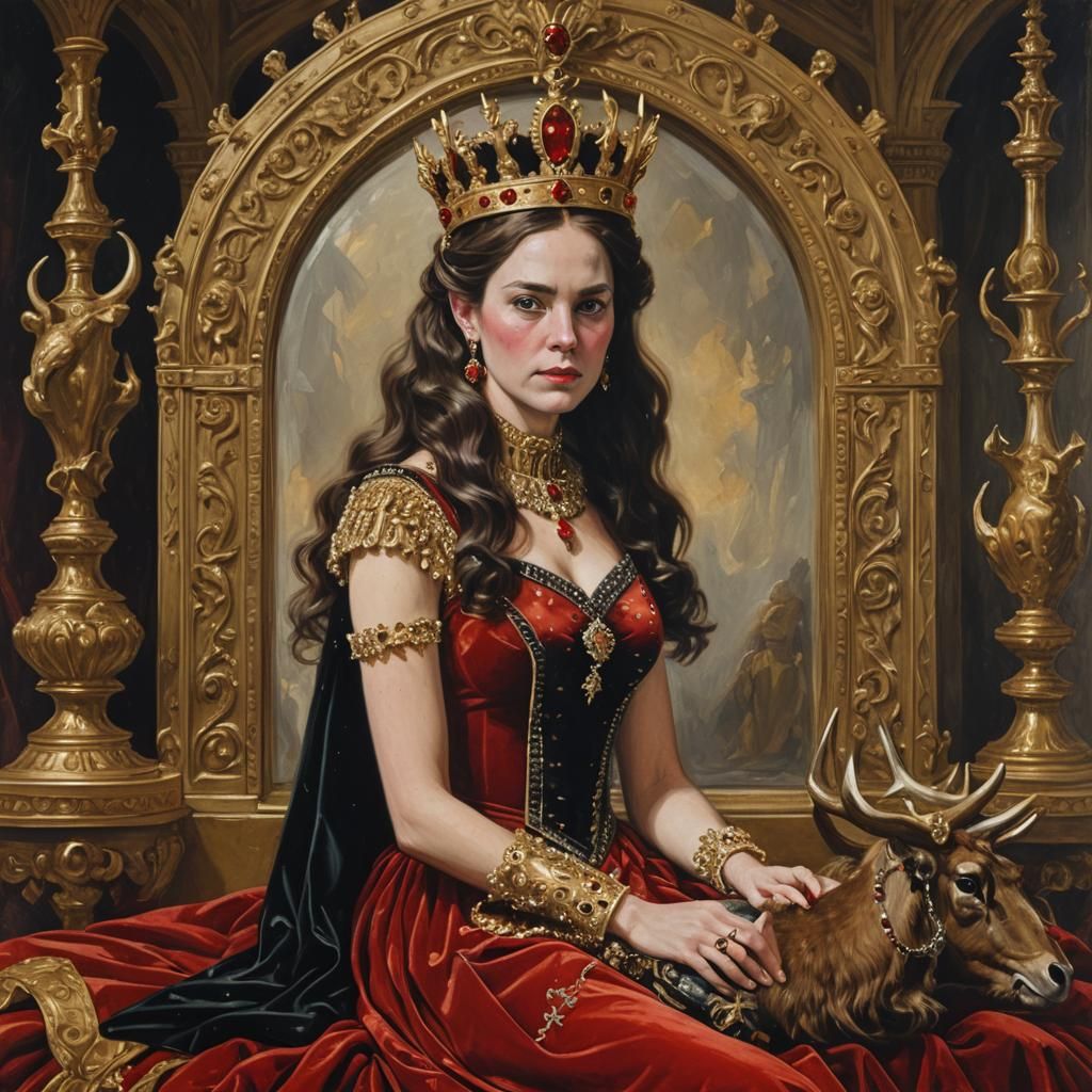 Intricate Gold Crown with Diamonds in Glass Case