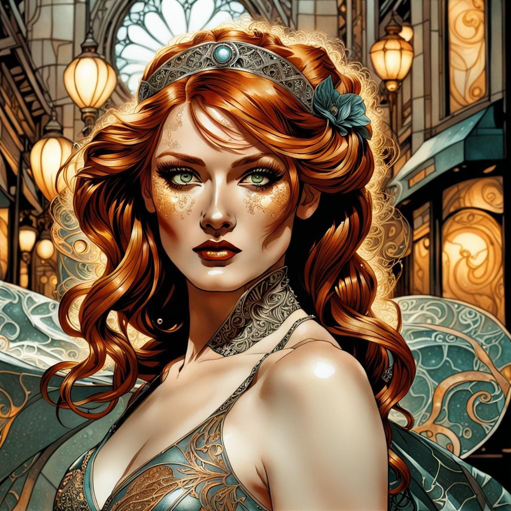 Filigree Cabaret Dancer in Art Nouveau Style