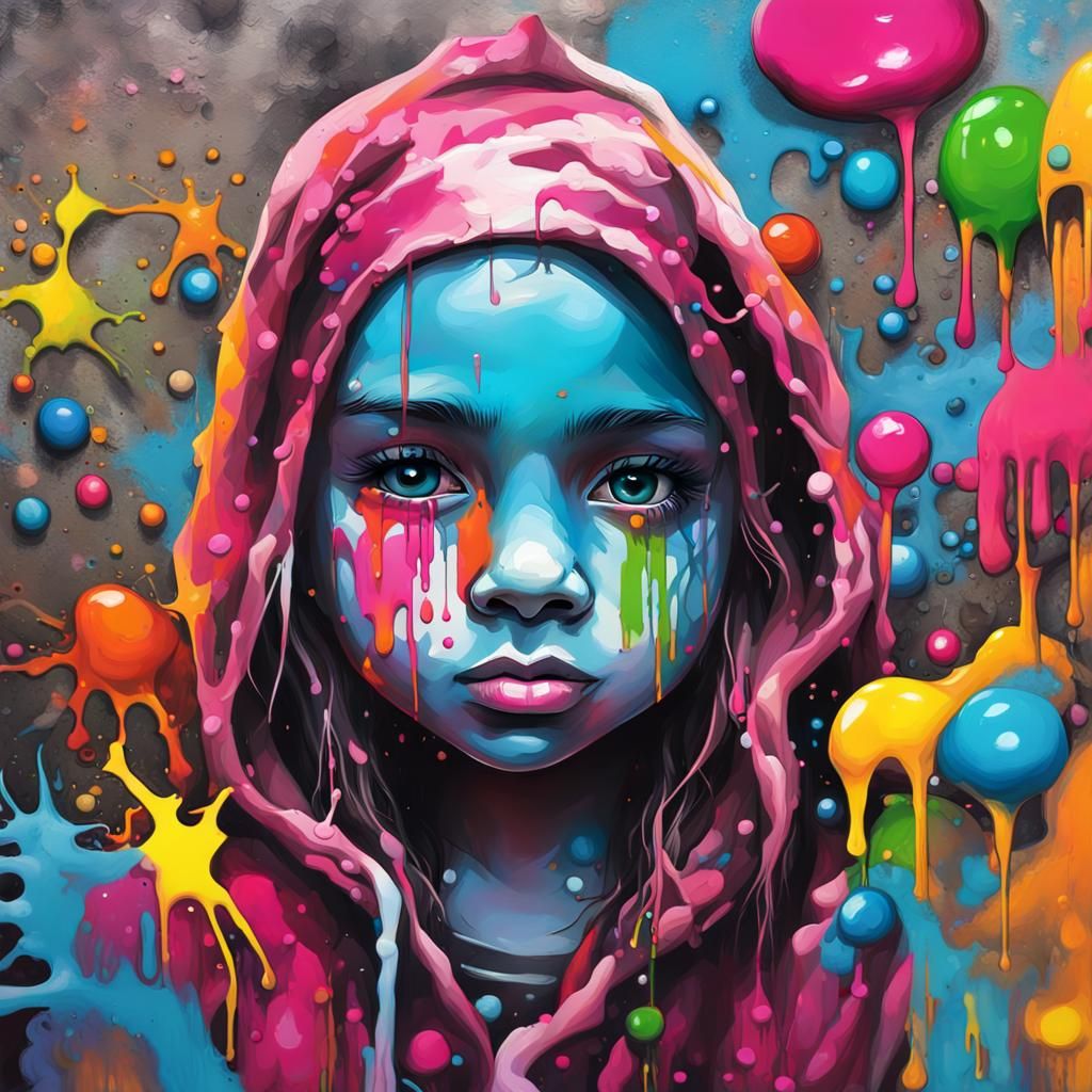 Colorful Graffiti Street Art with Oil Gouache