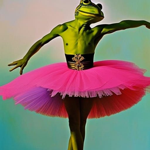 Frog in Tutu: Expressionist 3D Digital Art