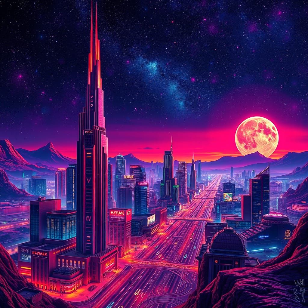 Neon Dreams on the Red Planet