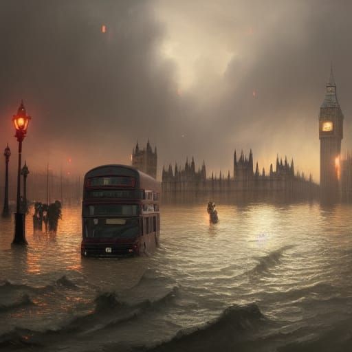 Flooded London: Dark Fantasy Concept Art