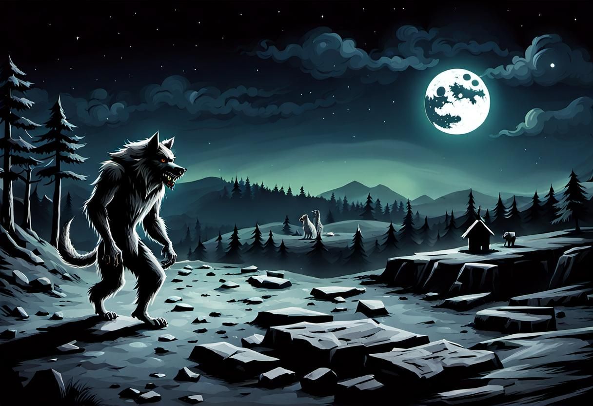 The Quarry Werewolf Under Full Moon