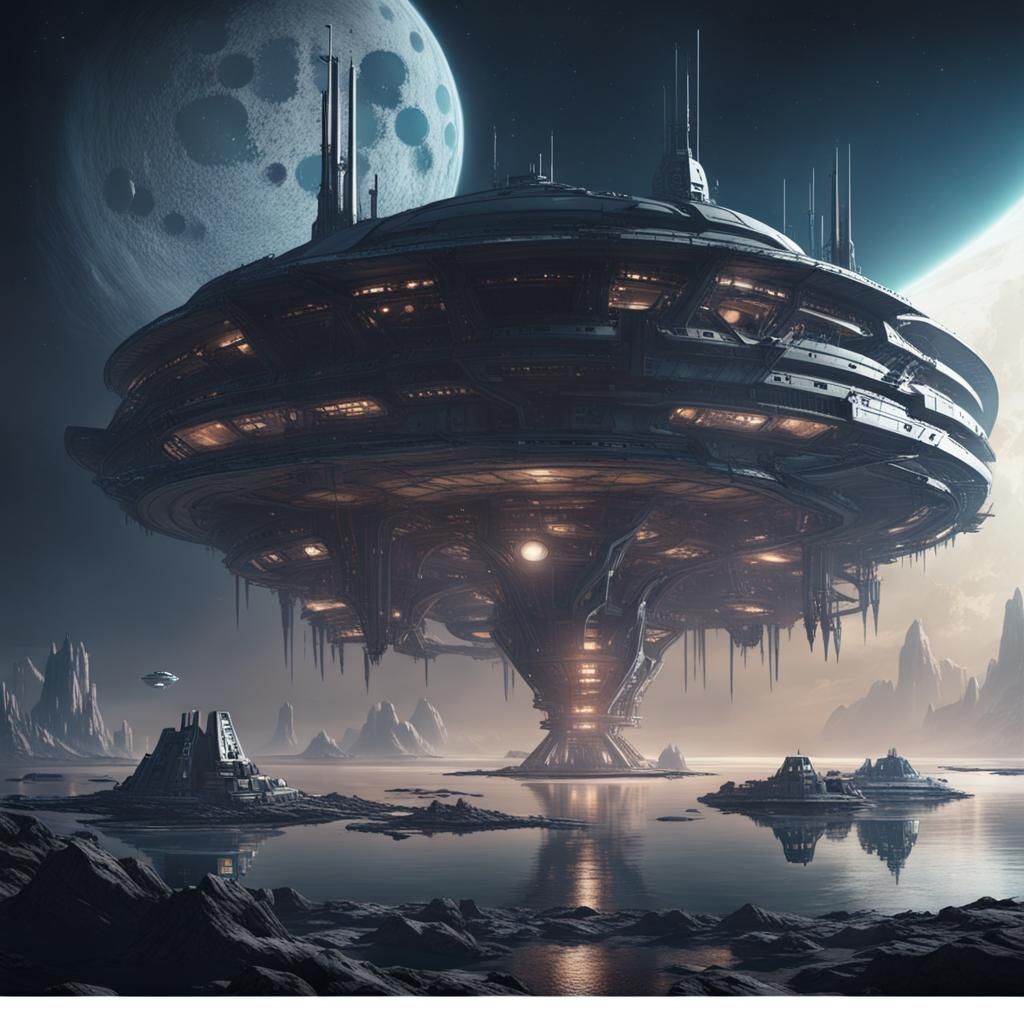 Dystopian Extraterrestrial Station on Water Moon