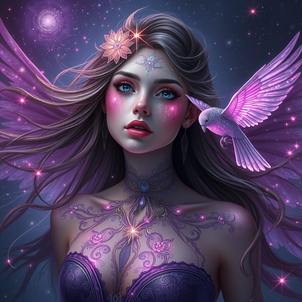 Galactic Goddess with Starry Eyes