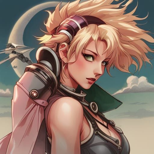 Lunar Princess in Lunarpunk Anime Style Illustration