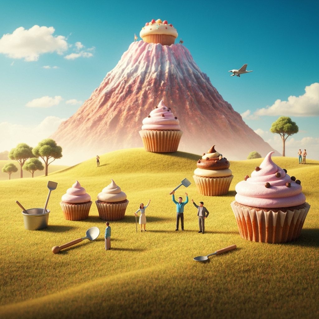Miniature People Cooking in a Whimsical Cupcake World