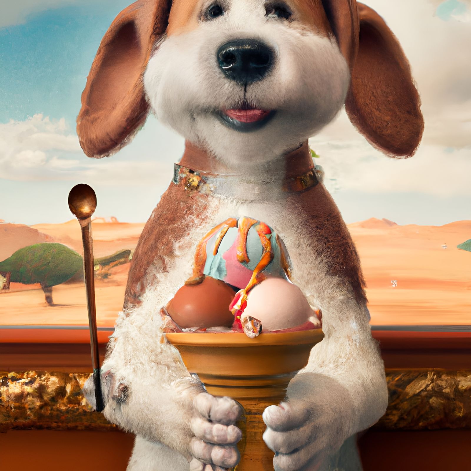 Adorable Snoopy Covered in Ice Cream: 3D Render