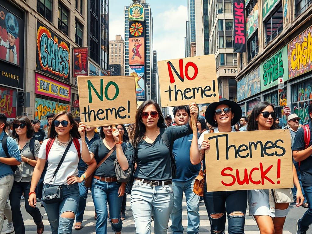 Anti-Theme Protest in Expressive Contemporary Art Style