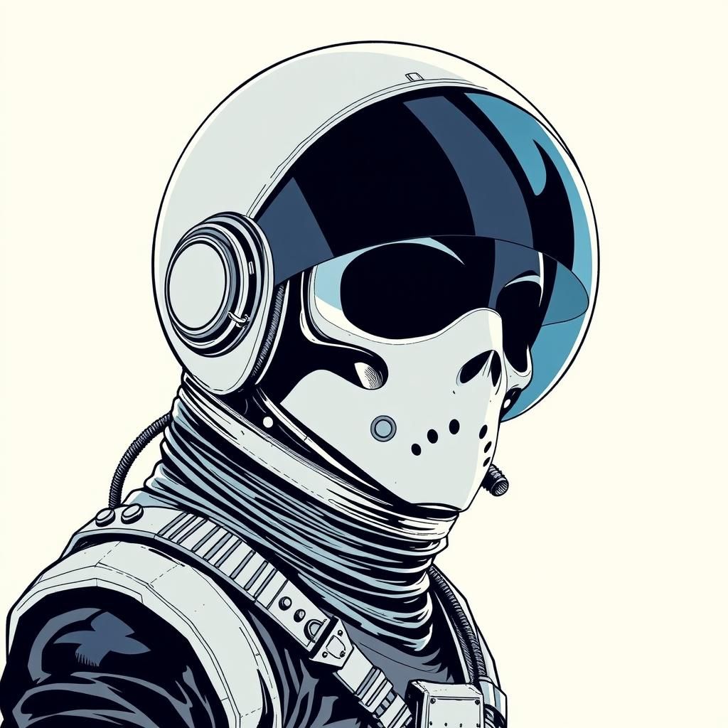 Punk-Rock Astronaut Portrait in Minimalist Style