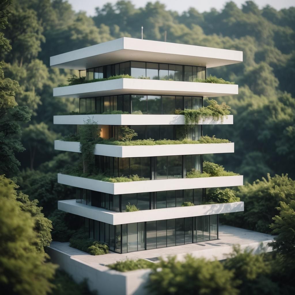 Minimalist Modern Futuristic Building with Nature