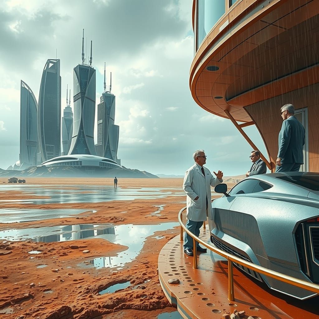 Climate Control Research Facility on a Barren Martian Plain