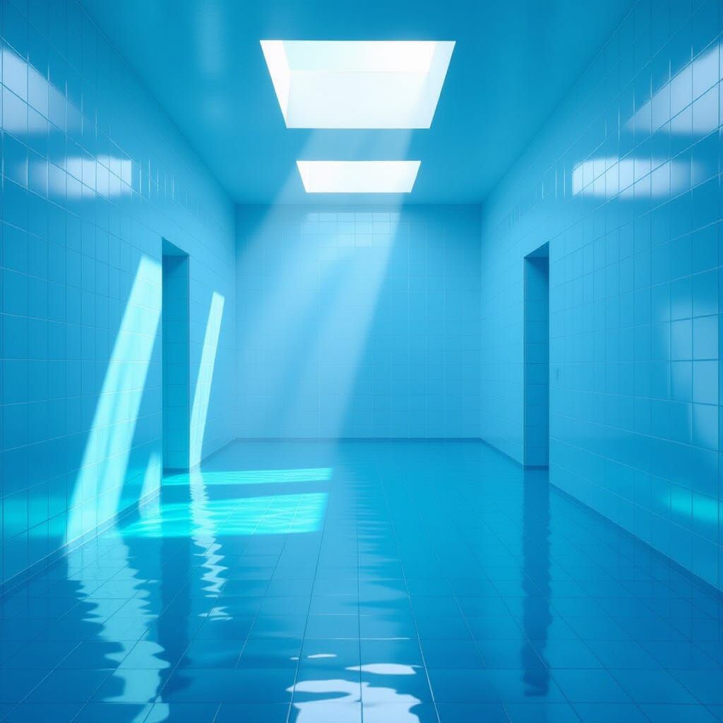 Endless Liminal Poolrooms with Ethereal Lighting