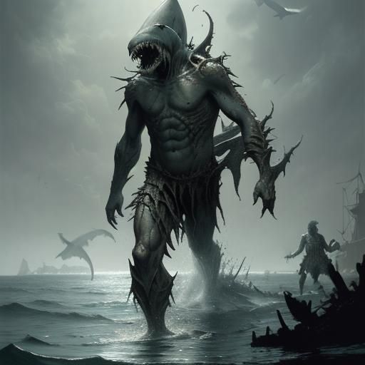 Horrific Sharkmen Emerge from the Deep
