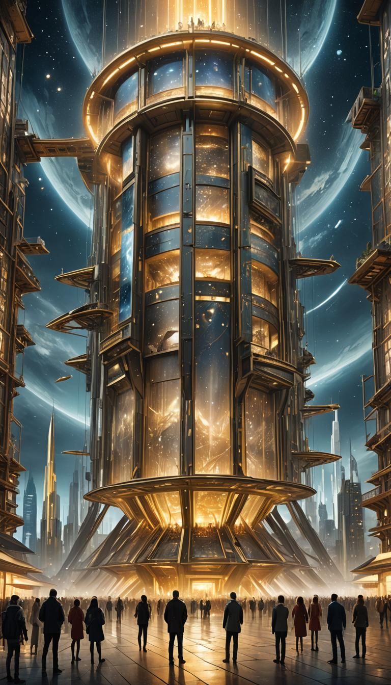 Futuristic Sci-Fi City with Spaceship in 3D