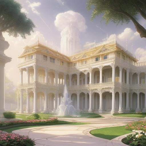 Ethereal Sky Garden Palace in Golden Light