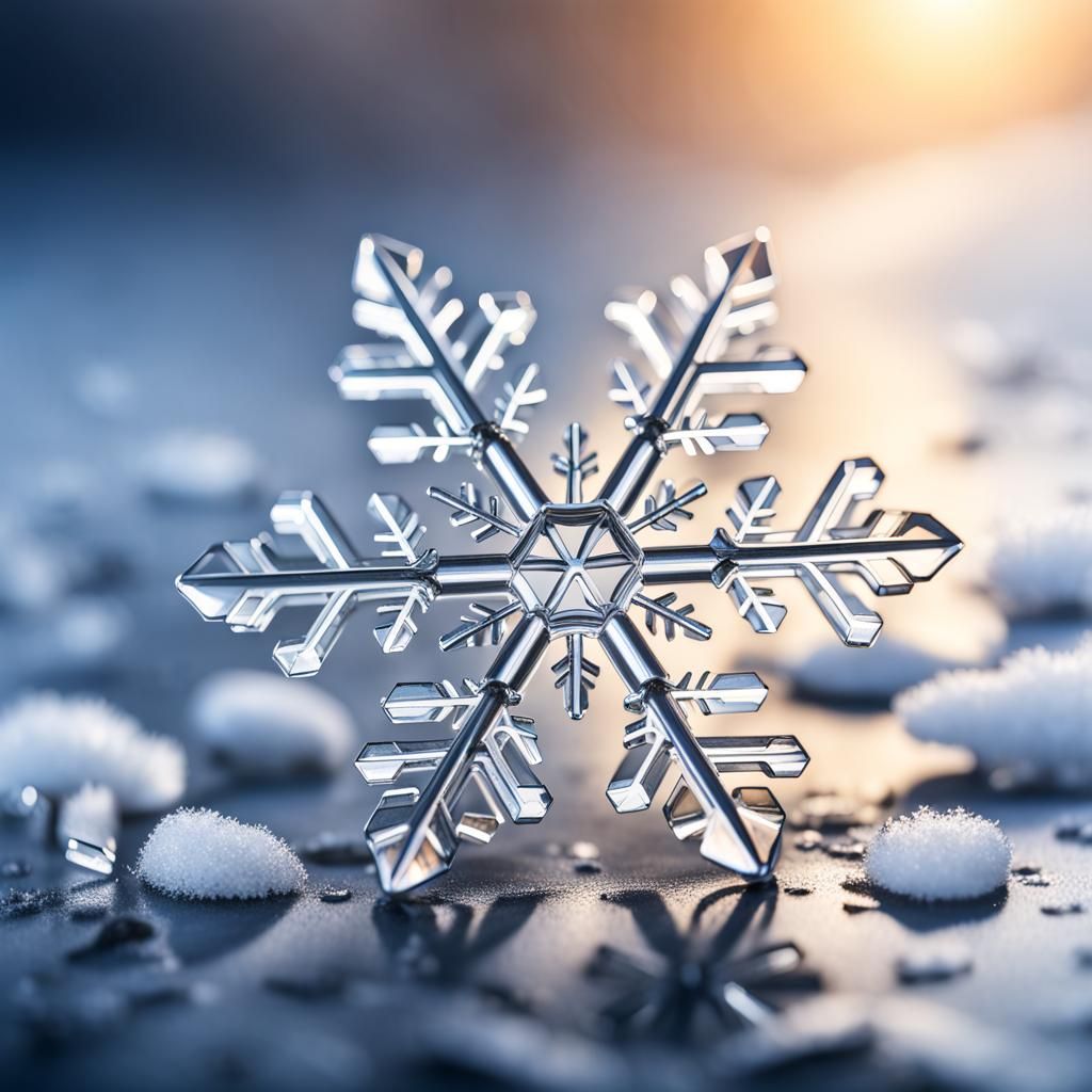 Macro Photograph of a Single Perfect Snowflake