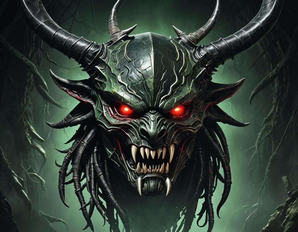 Ominous Predator Mask Sci-Fi Concept Art