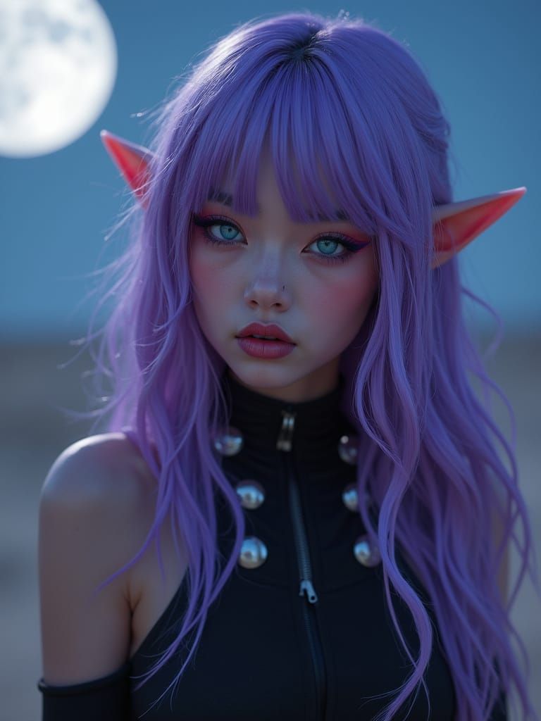 Magical Moonlit Elf Portrait in Digital Art Style