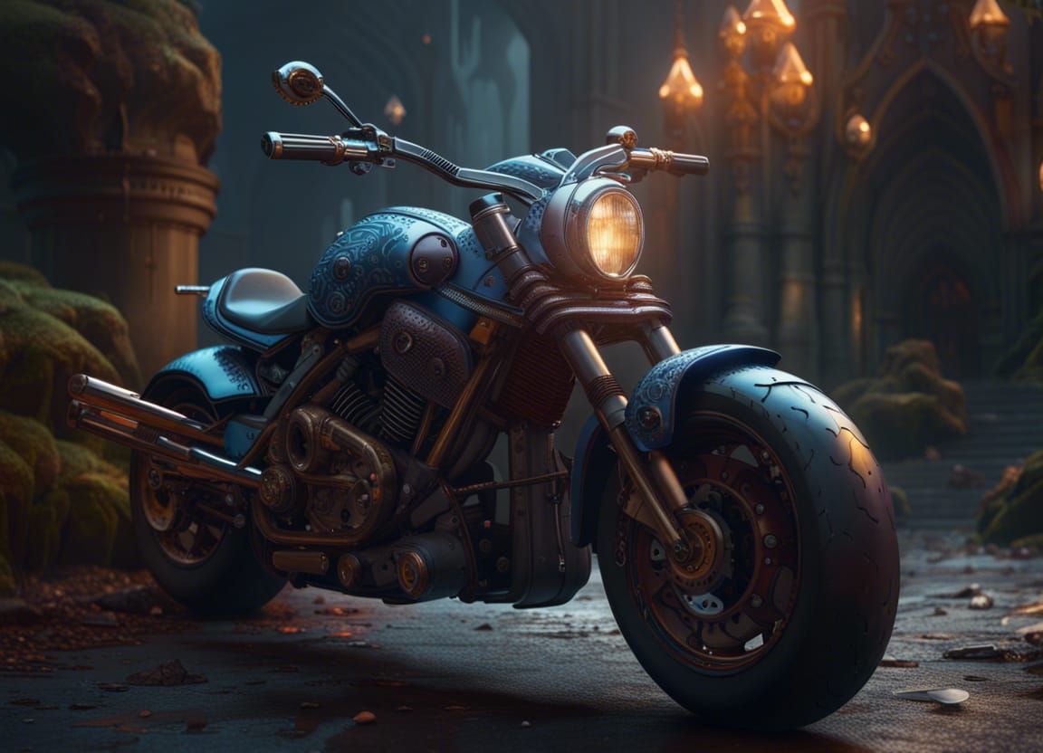 Fantastical Motorcycle in Detailed Matte Painting