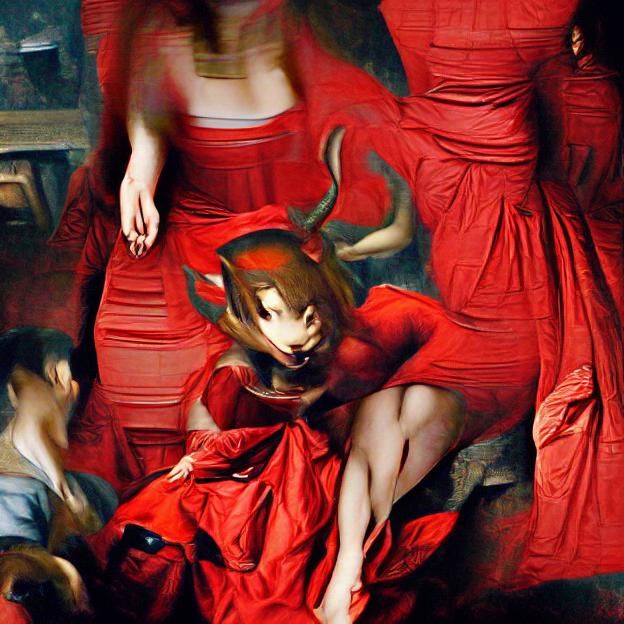 Renaissance Painting of a Beautiful Female Demon