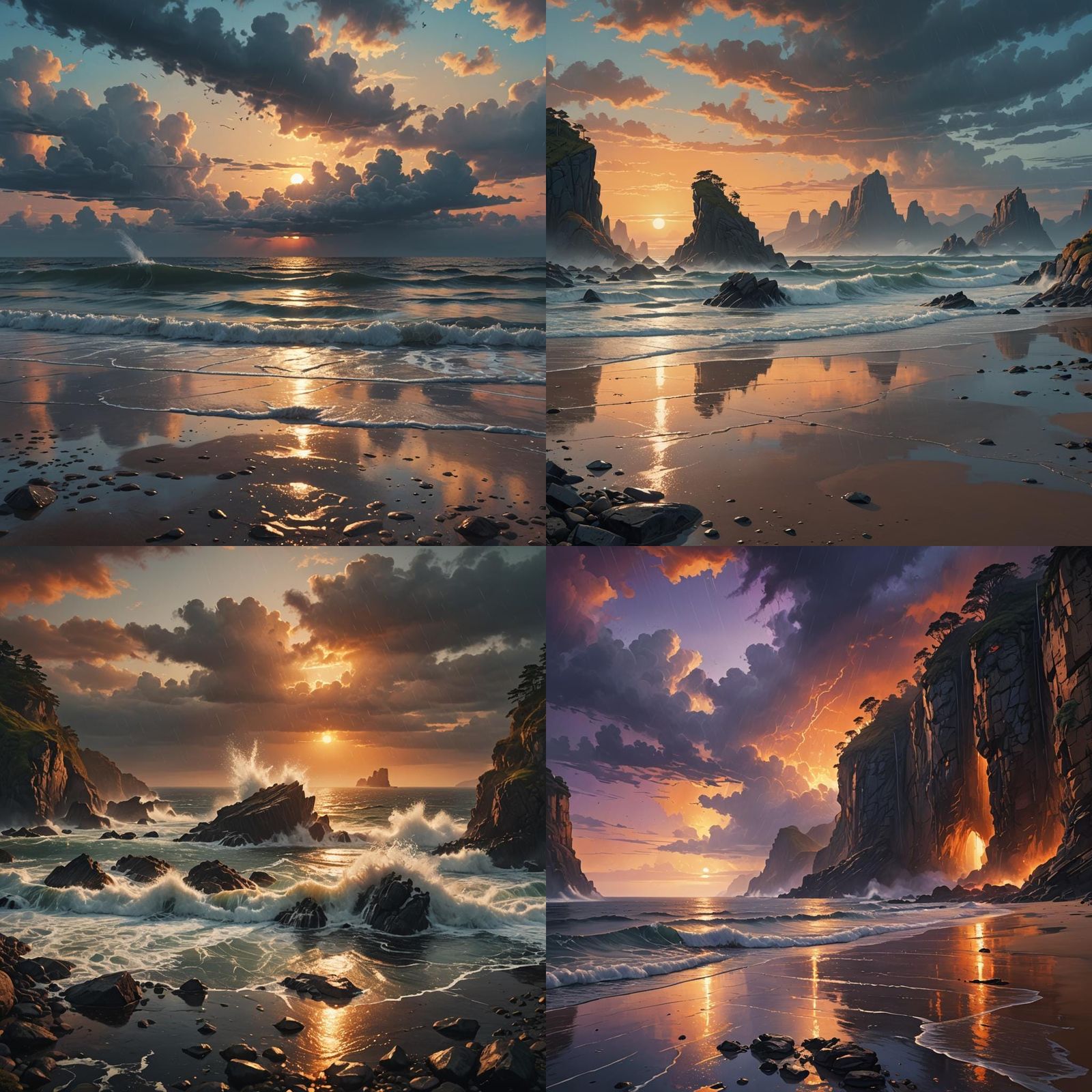 Rainy Sunset Coast: Detailed Matte Painting in Unreal Engine