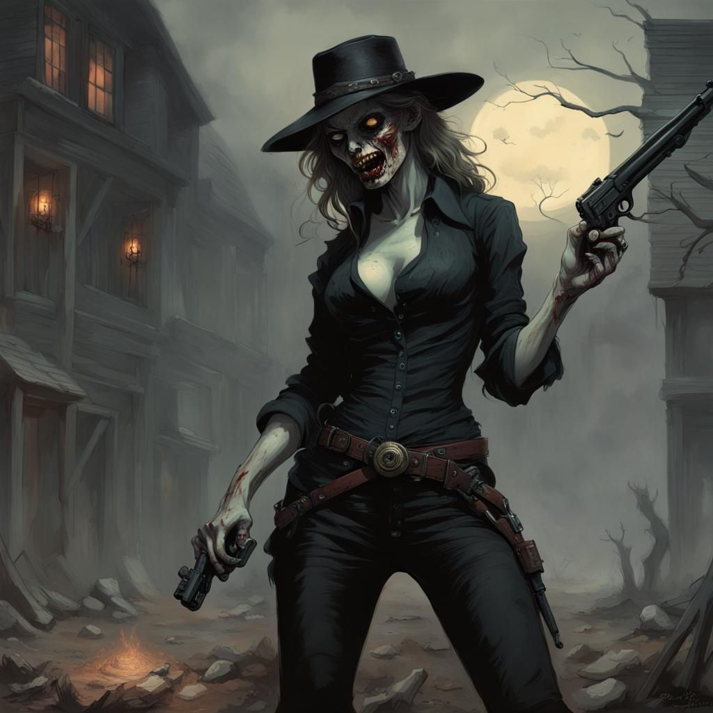 Fantasy Zombie Gunslinger with Mystic Glow