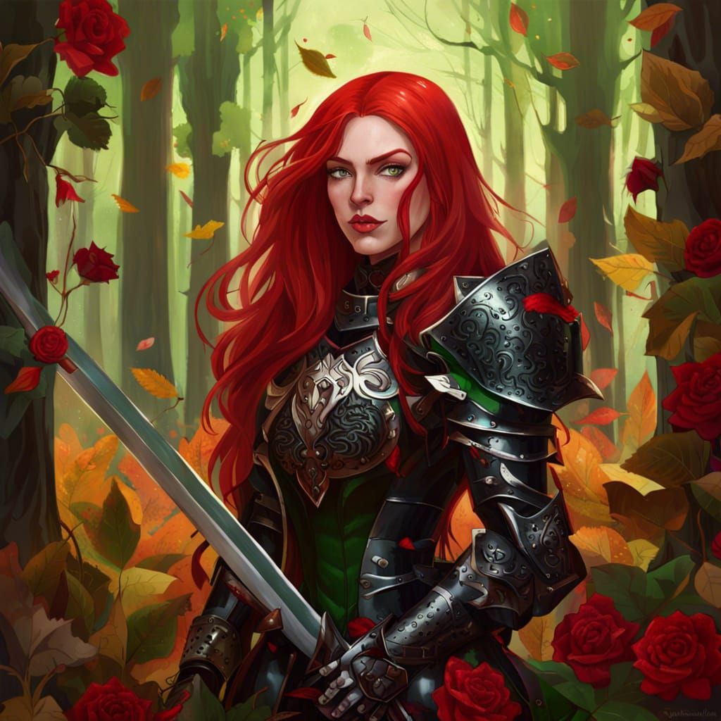 Gothic Knight Princess Portrait in Autumnal Forest