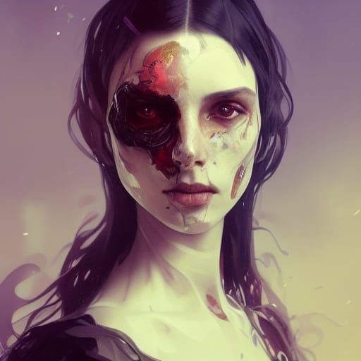 Hyperdetailed Portrait of a Dead Person, Art Nouveau Style