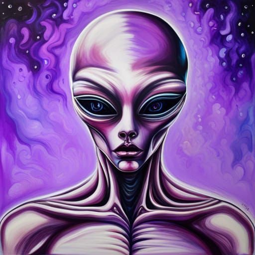 Purple Alien Tech: Mixed Media, High Contrast