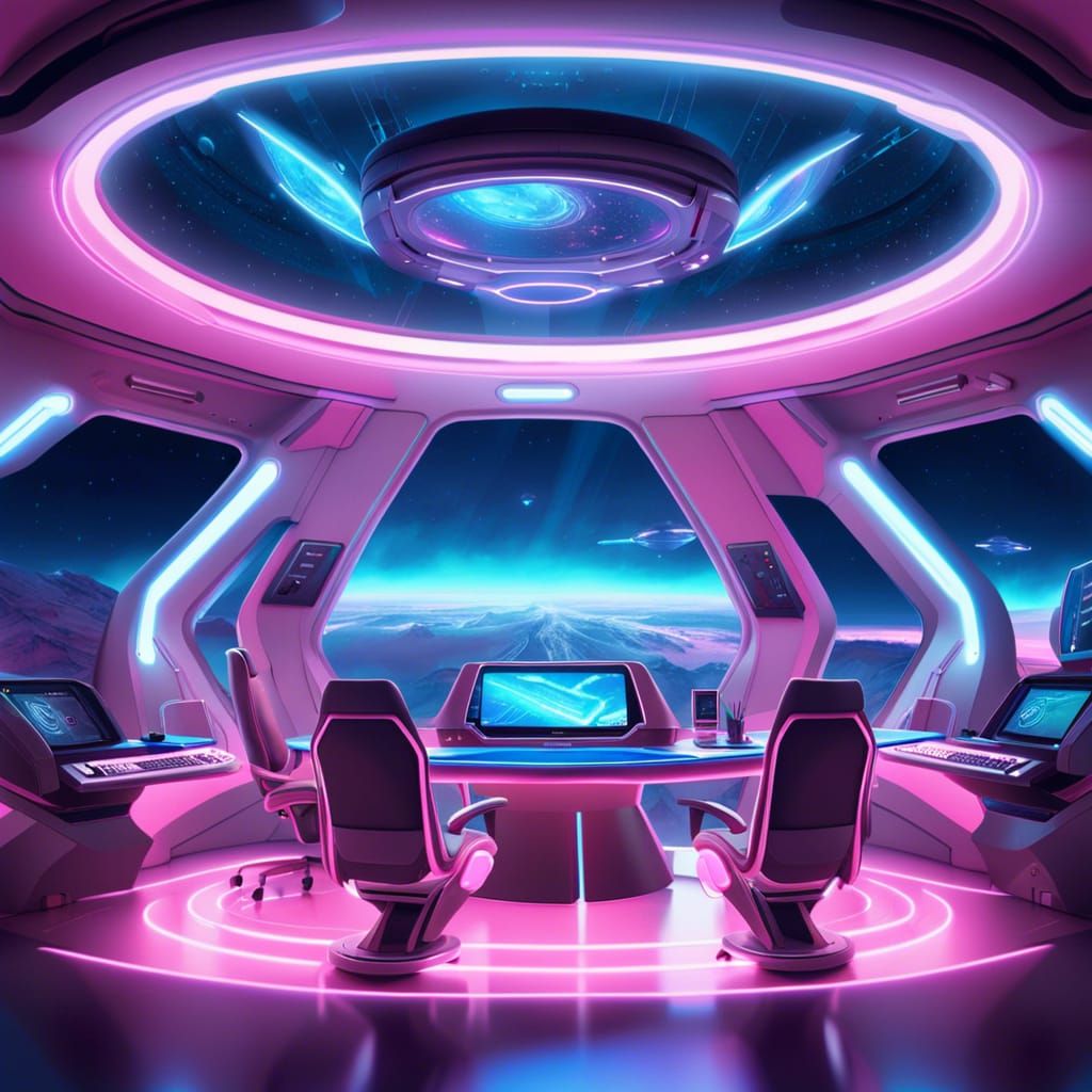 Futuristic Spaceship Command Center Concept Art