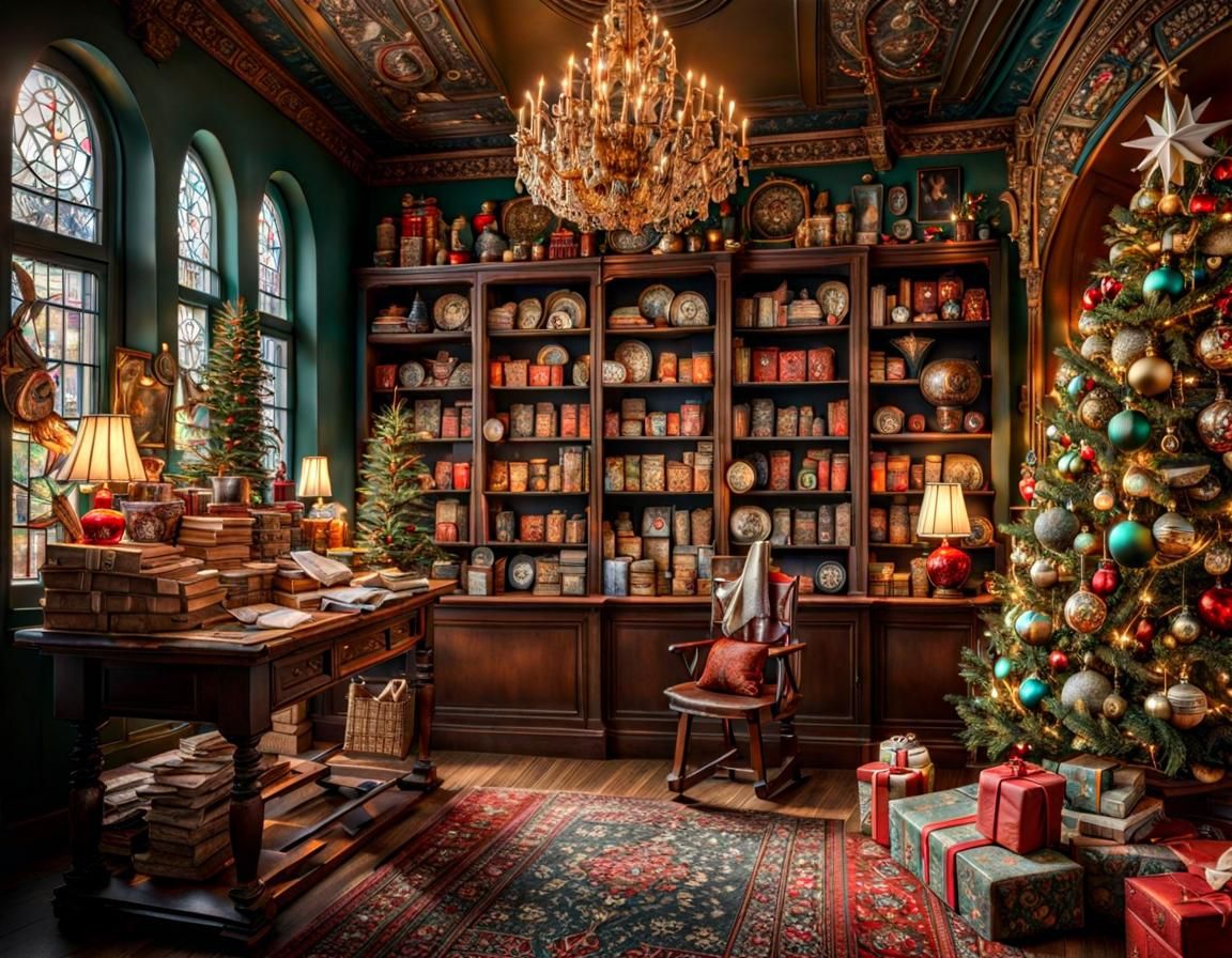 Cozy Christmas Post Office in Maximalist Style