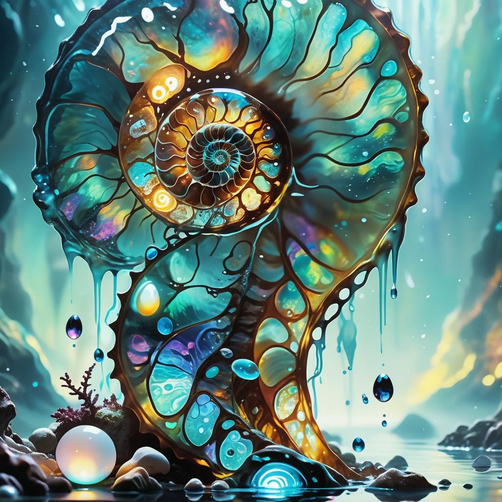 Bioluminescent Water Elemental in Neon Ink Splatter Art