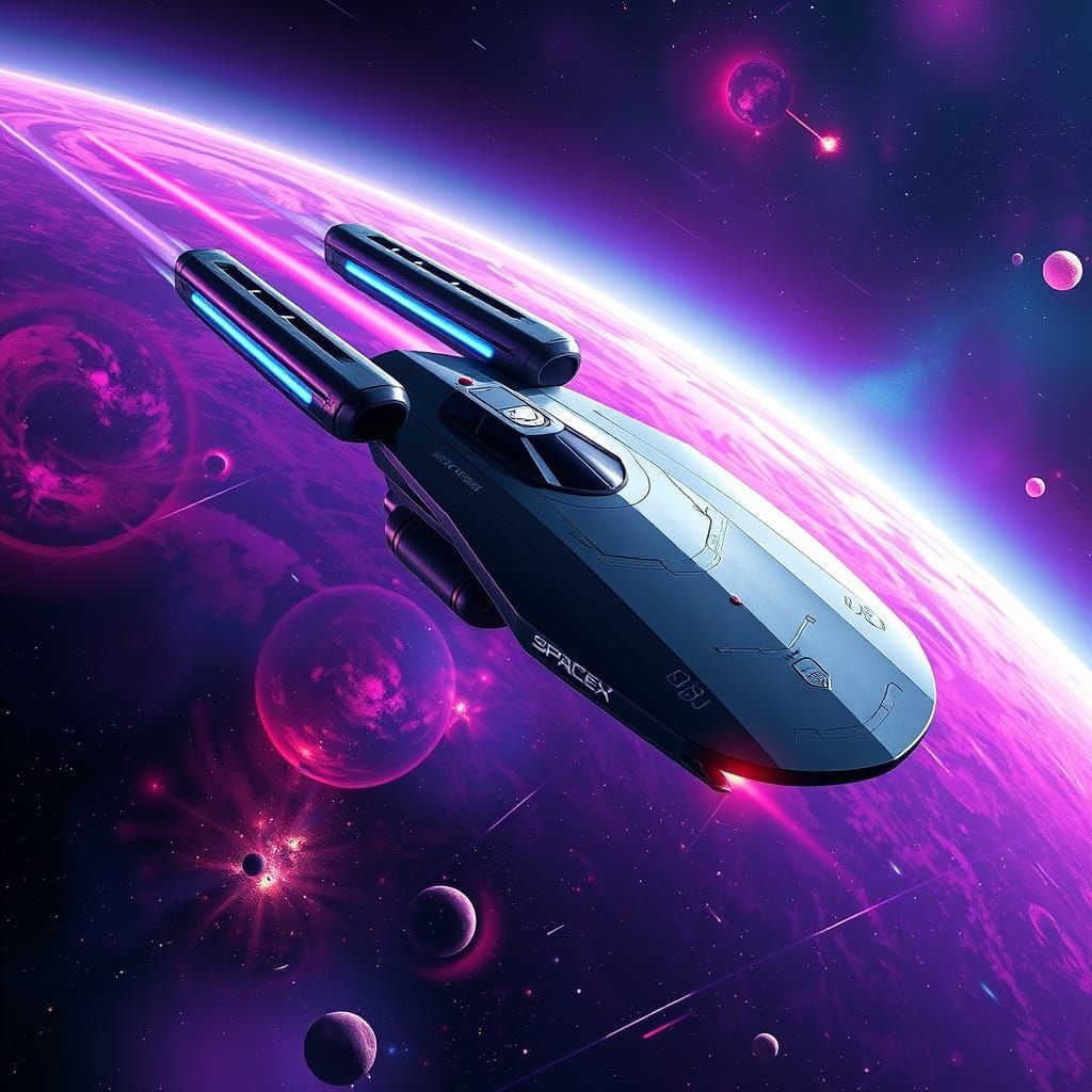 Starship Enterprise Soaring Through Cosmic Space