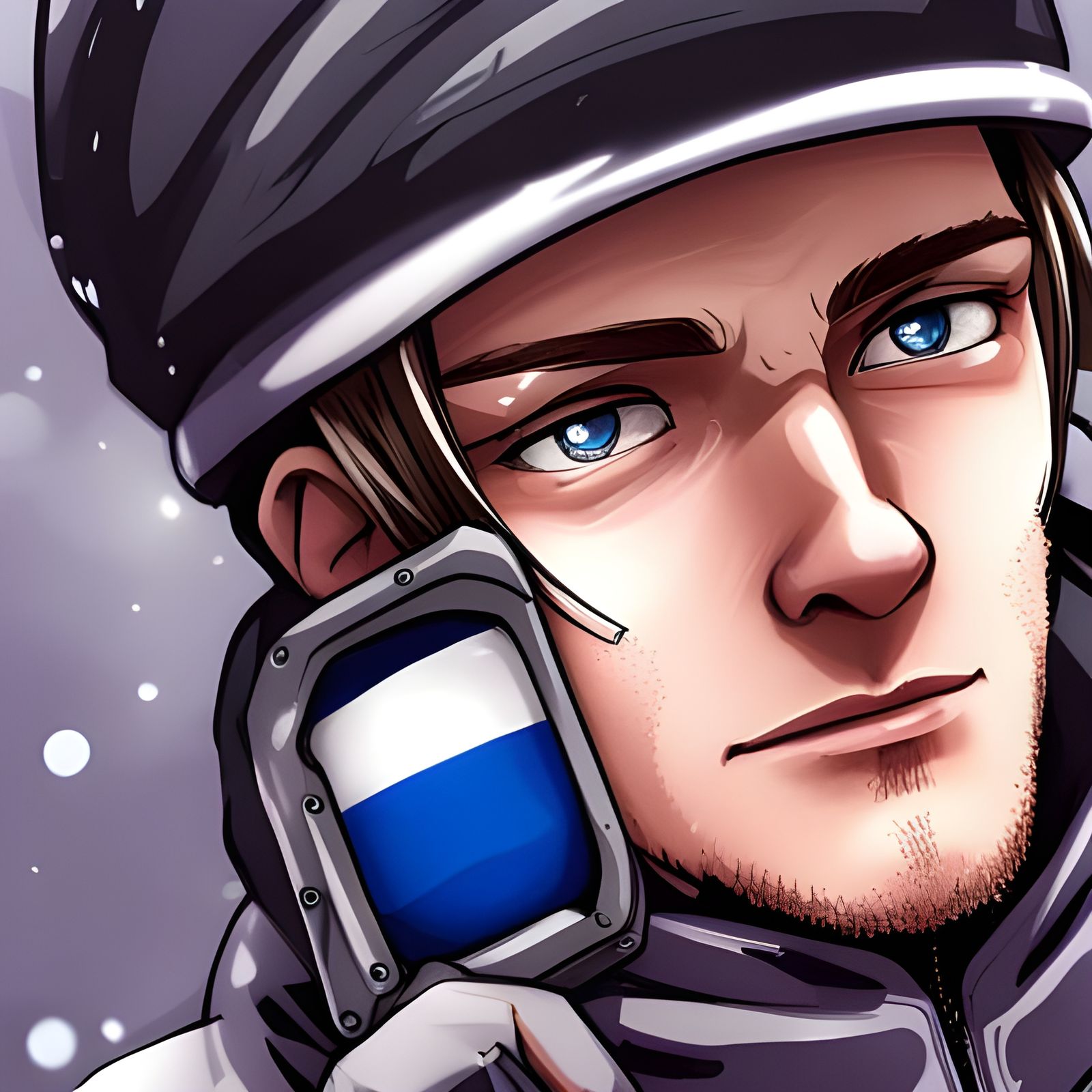 Finnish Man in Winter War Outfit, Anime Style