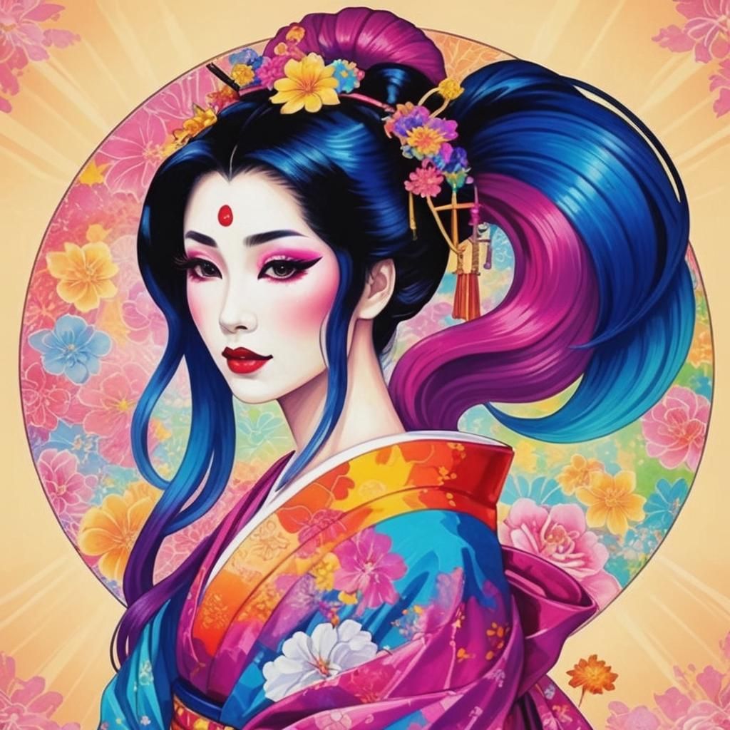 Geisha in Lisa Frank Style