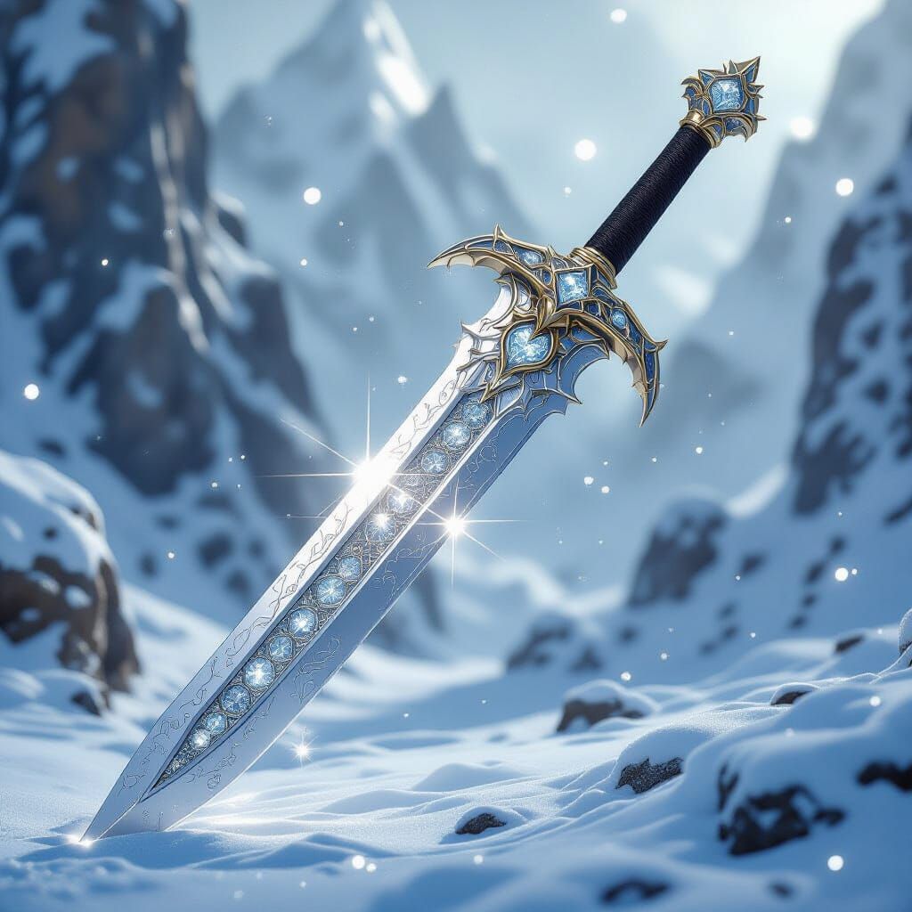 Diamond Sword Gleaming with Silver Metal