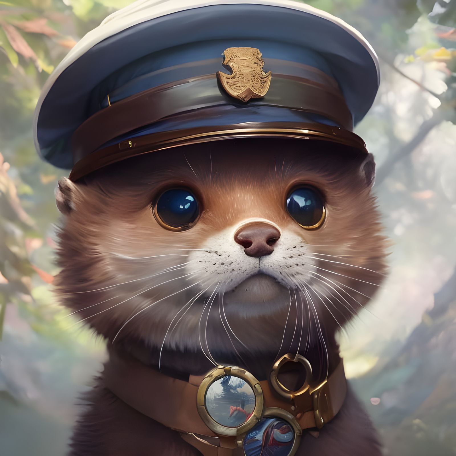 Adorable Otter Sailor in Oil Painting Style