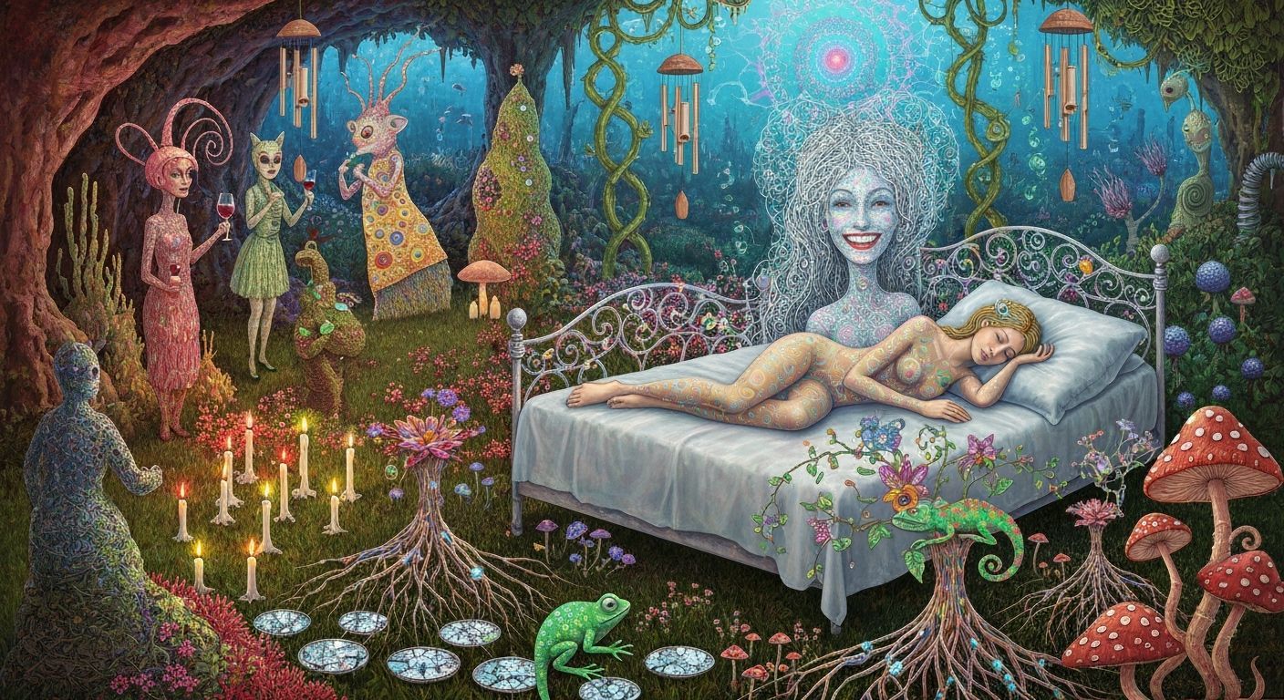 Surreal Undersea Garden Party with Dreamlike Creatures