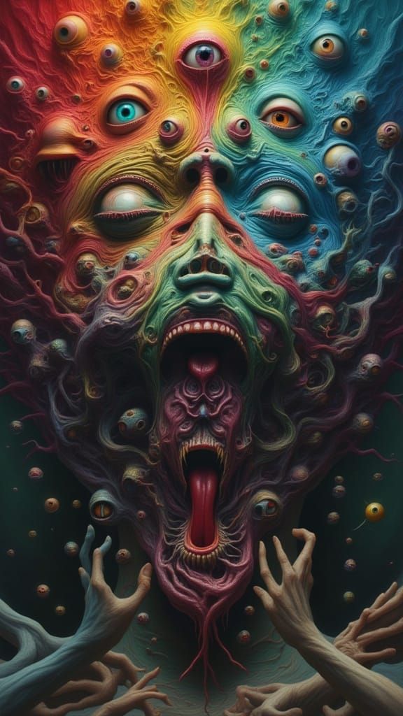Surreal Mindscape of Emotions as Faces in Digital Art